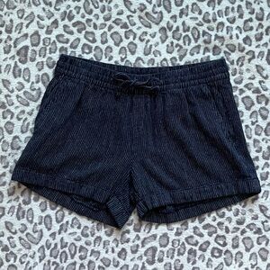 Old Navy Womens Pull On Shorts Navy Striped Drawstring Linen Blend